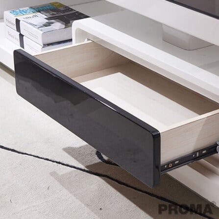[Pre-order] ชั้นวางทีวี ท็อปกระจกสีดำ Proma-TVS-08-02 สีดำ/ขาว_4